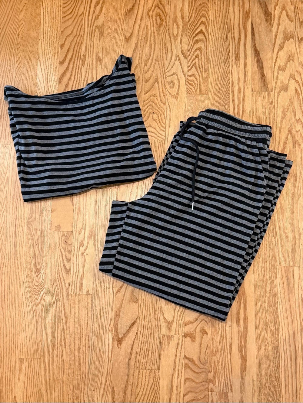 SHEIN Black & Gray Striped Pajama Set
